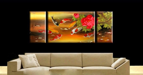Peinture à lhuile poissons carpes jaune peintures poissons