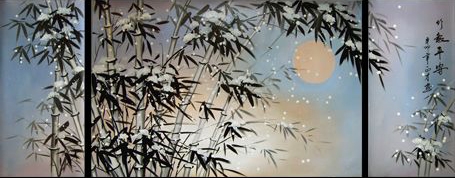 Belle peinture zen bambou de tige et feuilles. Sumi-e Chinois Japonais  l'encre noire sur papier de riz peinture beaux-arts Photo Stock - Alamy
