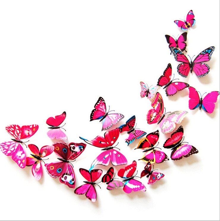 Autocollant Papillon butterfly sticker rose