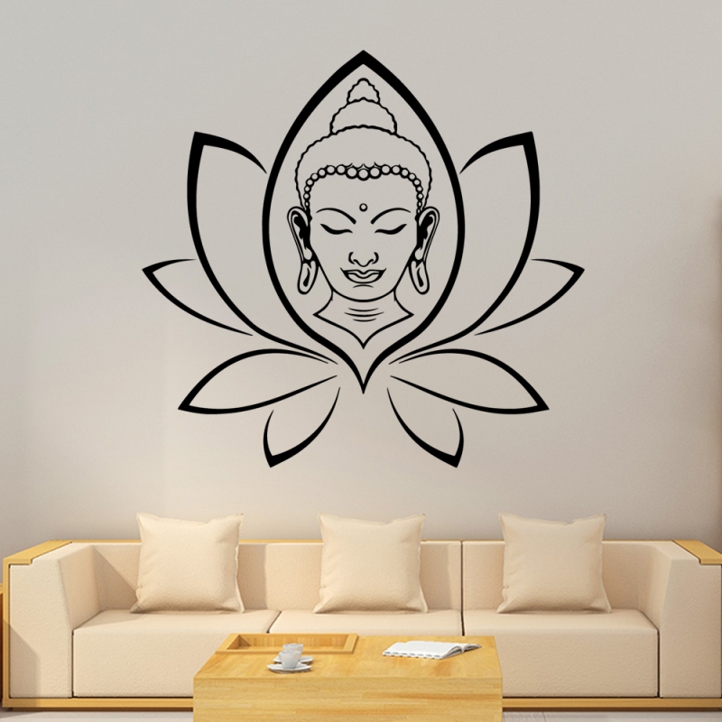 Sticker mural tête de lit fleur de lotus