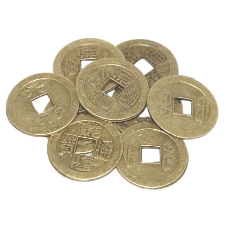 Lot 10 Pièces de Monnaie Chinoise 25mm - Porte Clés porte bonheur