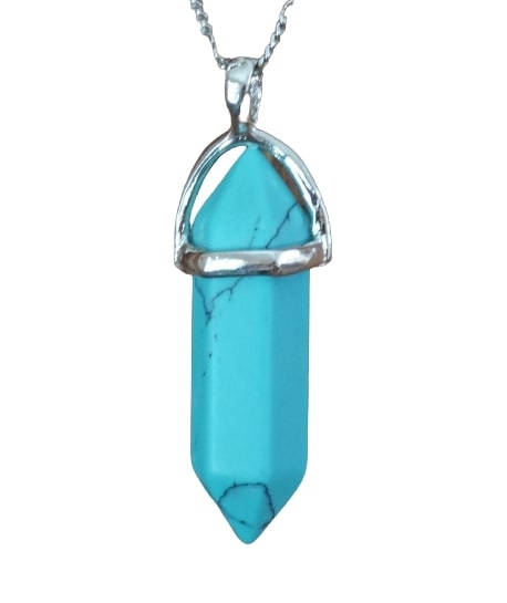 Collier Pendentif Prisme Chakra en Turquoise 