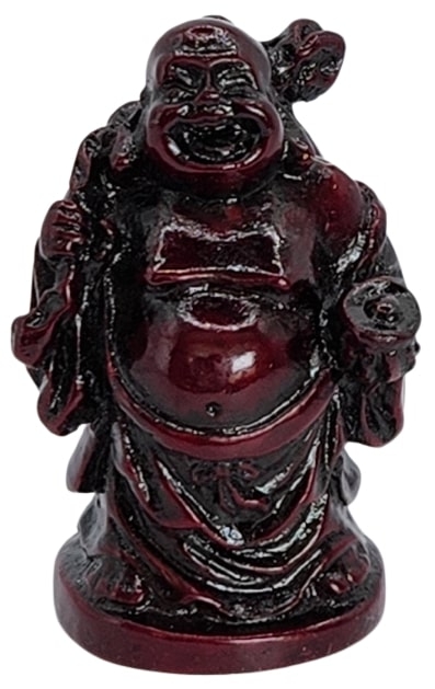 Statue de bouddha rieur avec rubans de marée porte-bonheur porte d