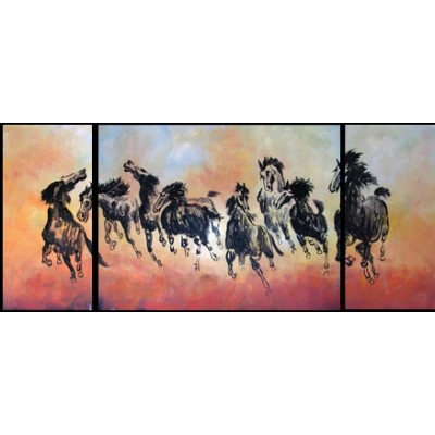 Peinture à l'huile Chevaux aux galop