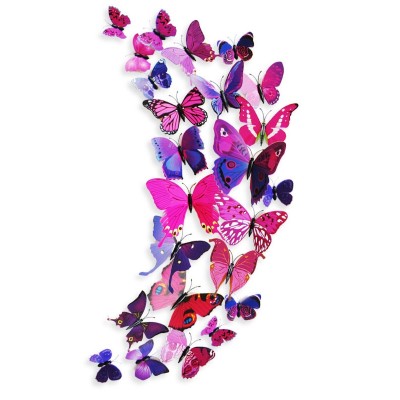 Stickers 12 Papillons Violets 3D