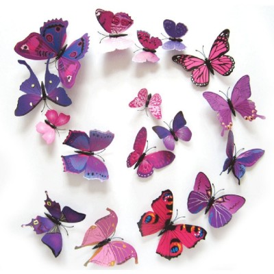Stickers 12 Papillons Violets 3D