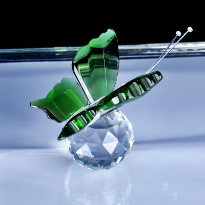 Cristal à Facettes Papillon vert