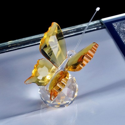 Cristal à Facettes Papillon jaune