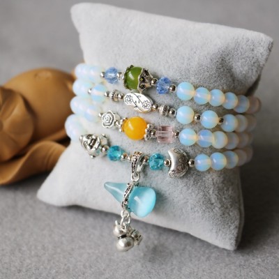 Bracelet Wu lou et Bouddha en Opale