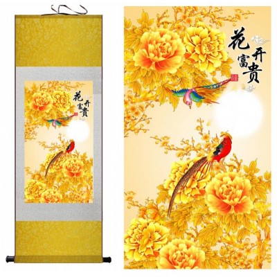 Kakemono Fleurs de Pivoines dorées