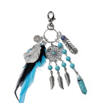 Porte Clés Attrape Rêves Plumes Turquoise