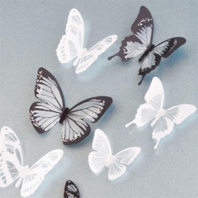Stickers 17 Papillons noir et blanc 3D