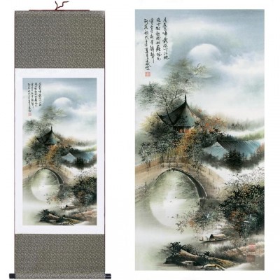 Kakemono Pagode au bord de la Rivière