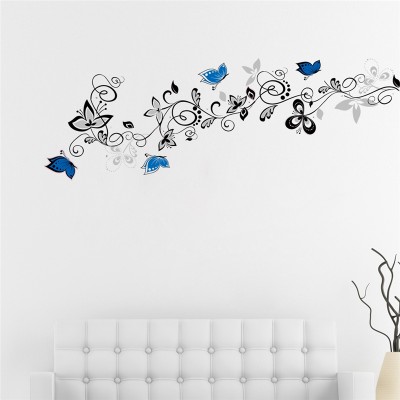 Sticker Fleurs de Vigne et Papillons bleus