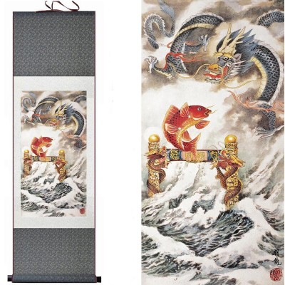 Kakemono Carpe passant la Porte du Dragon