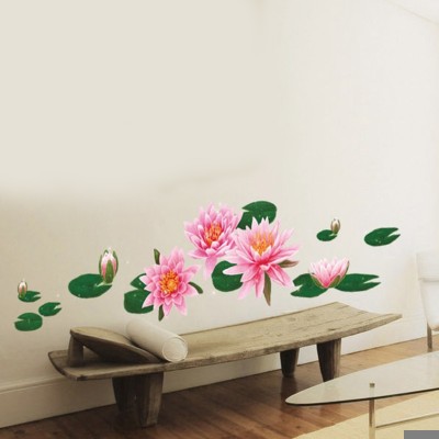 Sticker Fleurs de Lotus rose et Nénuphars