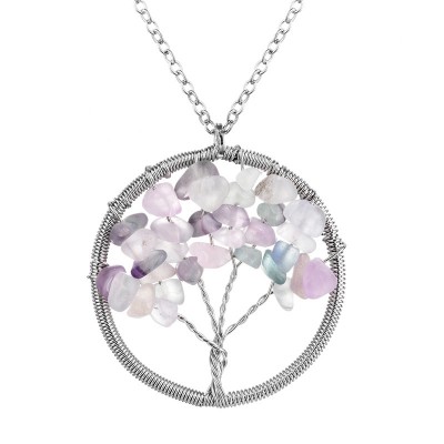 Collier Pendentif Arbre Céleste en Fluorite