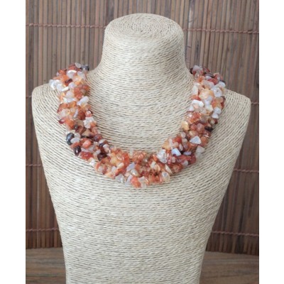 Collier en Agate Cornaline Entremêlées
