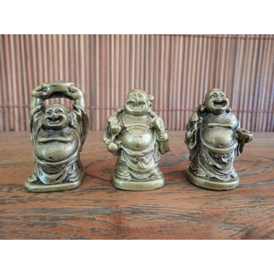 6 Statues Bouddhas Rieurs dorées