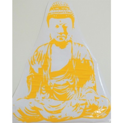 Sticker Bouddha Thaï jaune en Prière