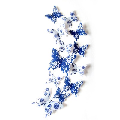 Stickers 12 Papillons à Fleurs Transparents  3D