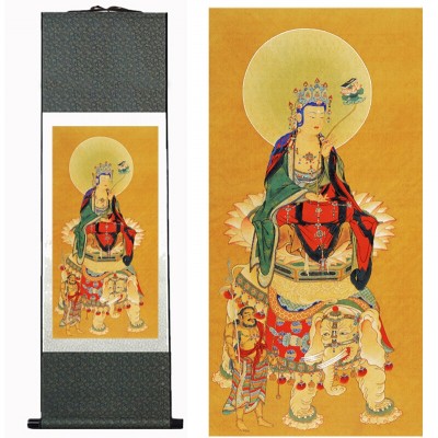 Kakemono Guan Yin sur son Eléphant