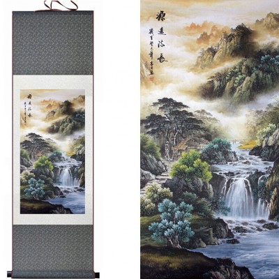 Kakemono Cascade Descendant de la Montagne