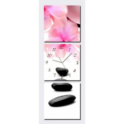 Horloge Murale Orchidées et Galets noirs