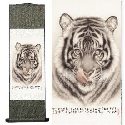 Kakemono Tête de Tigre Protecteur