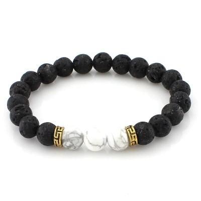 Bracelet Pierres de Lave et Howlite