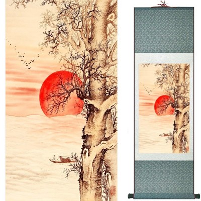 Kakemono Rivière Asiatique au Soleil Levant