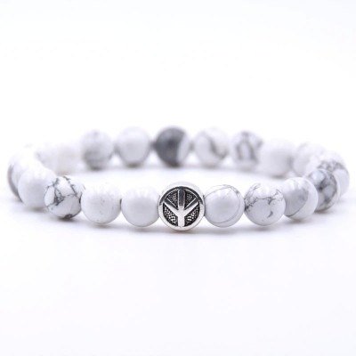 Bracelet Symbole de la Paix en Howlite