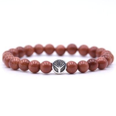 Bracelet Symbole de la Paix en Pierres de Sable marron