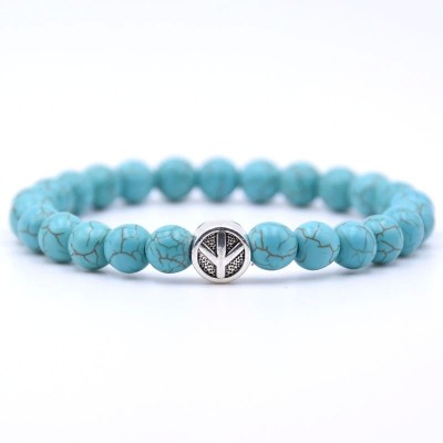 Bracelet Symbole de la Paix en Turquoise