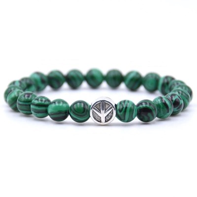 Bracelet Symbole de la Paix en Malachite