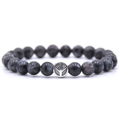 Bracelet Symbole de la Paix en Jaspe anthracite