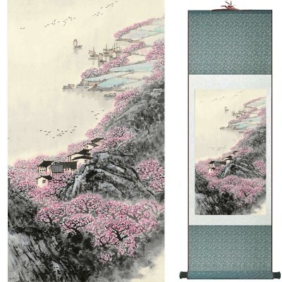 Kakemono Paysage Fleurs de Cerisier rose