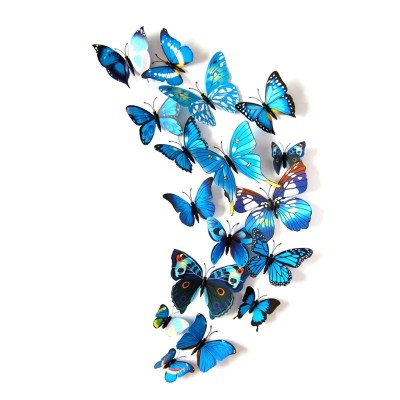 Stickers 12 Papillons Bleus 3D