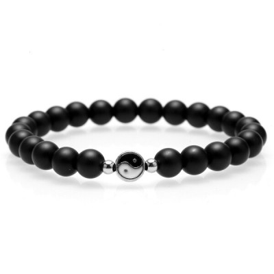 Bracelet Yin Yang Onyx noir mat
