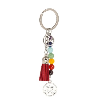 Porte Clés des 7 Chakras Lotus rouge