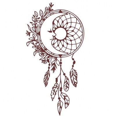 Sticker Attrape Rêves Soleil et Lune marron