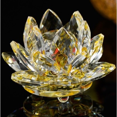 Grande Fleur de Lotus en Cristal jaune