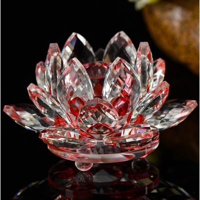 Grande Fleur de Lotus en Cristal rouge