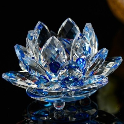 Grande Fleur de Lotus en Cristal bleu