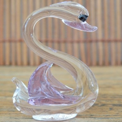Cygne en Cristal violet et blanc