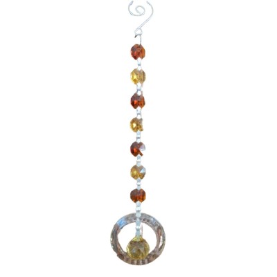 Suspension Cristal Solaire jaune 20mm Spirale et Cercle