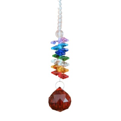 Suspension Cristal Solaire rouge 30mm Cascade multicore