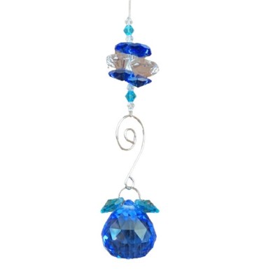 Suspension Spirale Cristal Solaire bleu 30mm