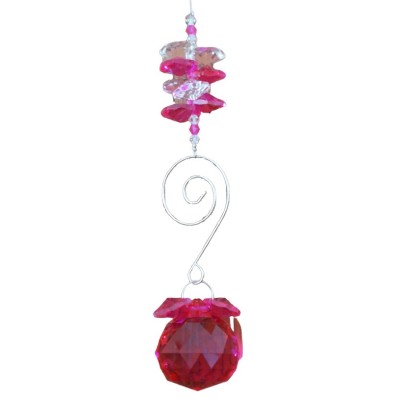 Suspension Spirale Cristal Solaire fushia 30mm