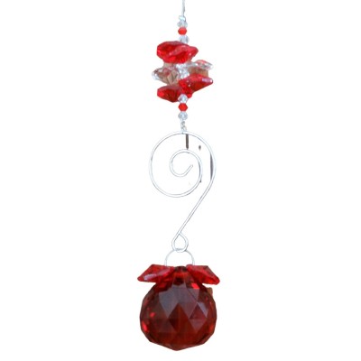 Suspension Spirale Cristal Solaire rouge 30mm